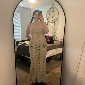 Boohoo Cream Crochet Maxi Dress